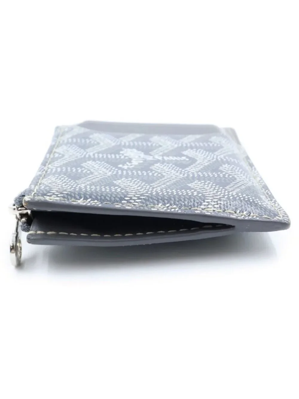 Goyard Bourbon Card Fragment Case Business Slot Gray Silver